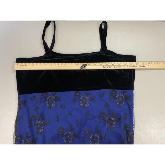 Gothic Romance Velvet & Lace Maxi Slip Dress 2X Blue Black 90s Rocket Candy - Picture 7 of 13